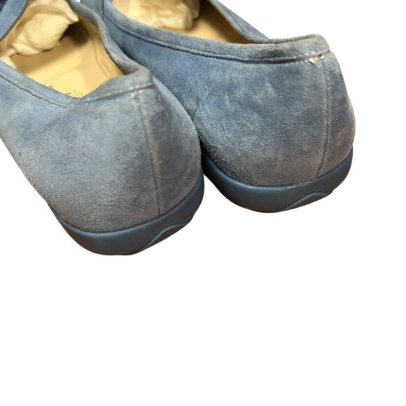 Blue Suede Loafers Quiet Luxury Minimal Chic Slip-On Comfort Old Money Luxe 7.5 - Picture 5 of 10